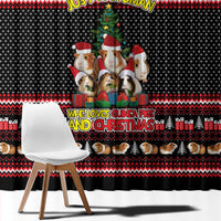 Guinea Pig Christmas Window Curtain with Santa Hats Tree and Festive Gift Pattern - Wonder Print Shop