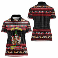 Guinea Pig Christmas Women Polo Shirt with Santa Hats Tree and Festive Gift Pattern - Wonder Print Shop