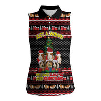 Guinea Pig Christmas Women Sleeveless Polo Shirt with Santa Hats Tree and Festive Gift Pattern - Wonder Print Shop