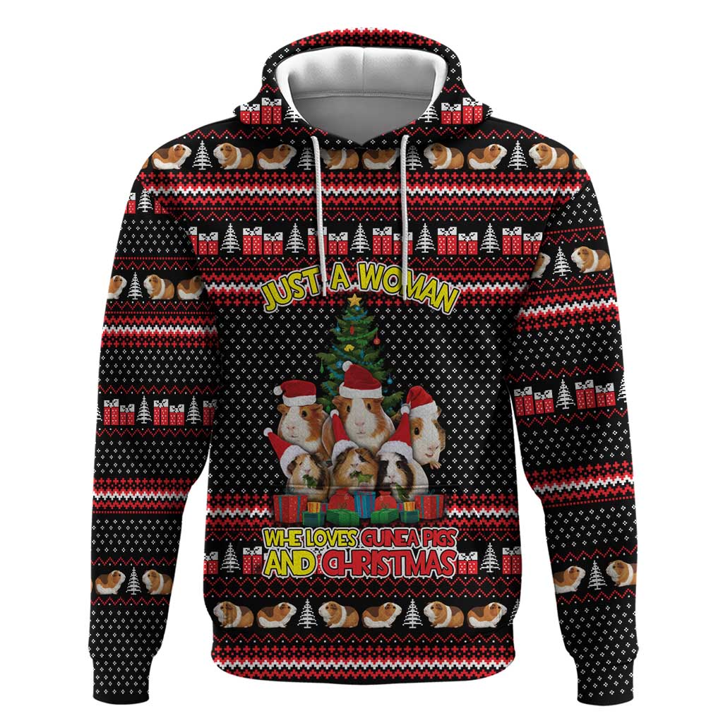 Guinea Pig Christmas Zip Hoodie with Santa Hats Tree and Festive Gift Pattern - Wonder Print Shop