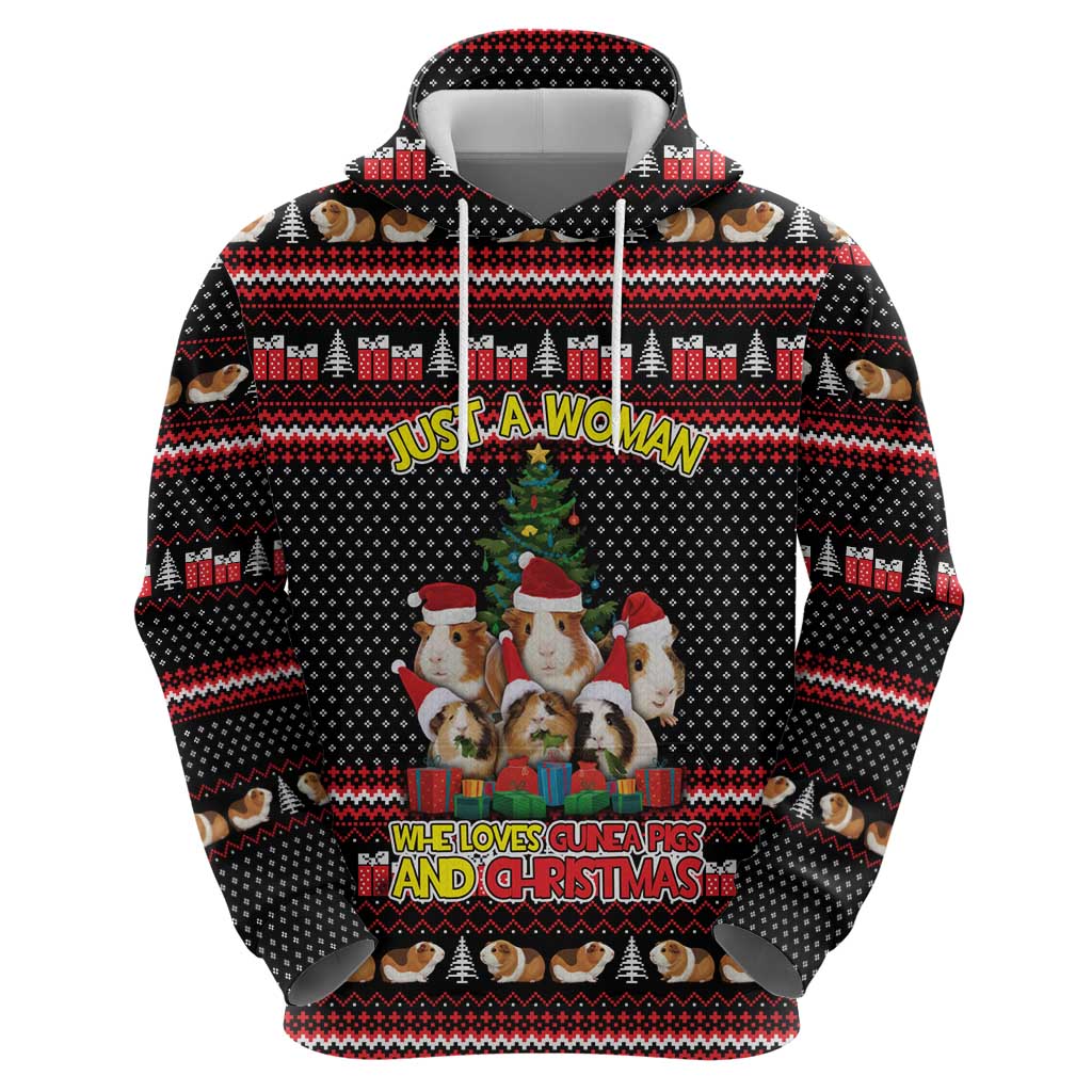 Guinea Pig Christmas Zip Hoodie with Santa Hats Tree and Festive Gift Pattern - Wonder Print Shop