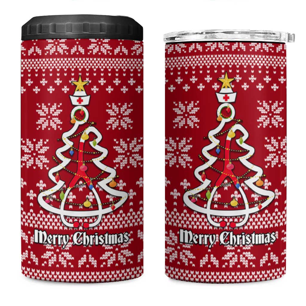 Nurse Merry Christmas Christmas 4 in 1 Can Cooler Tumbler Xmas Holiday Patterns - Wonder Print Shop