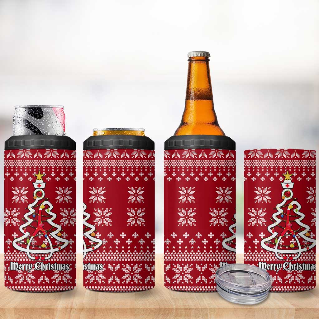 Nurse Merry Christmas Christmas 4 in 1 Can Cooler Tumbler Xmas Holiday Patterns - Wonder Print Shop