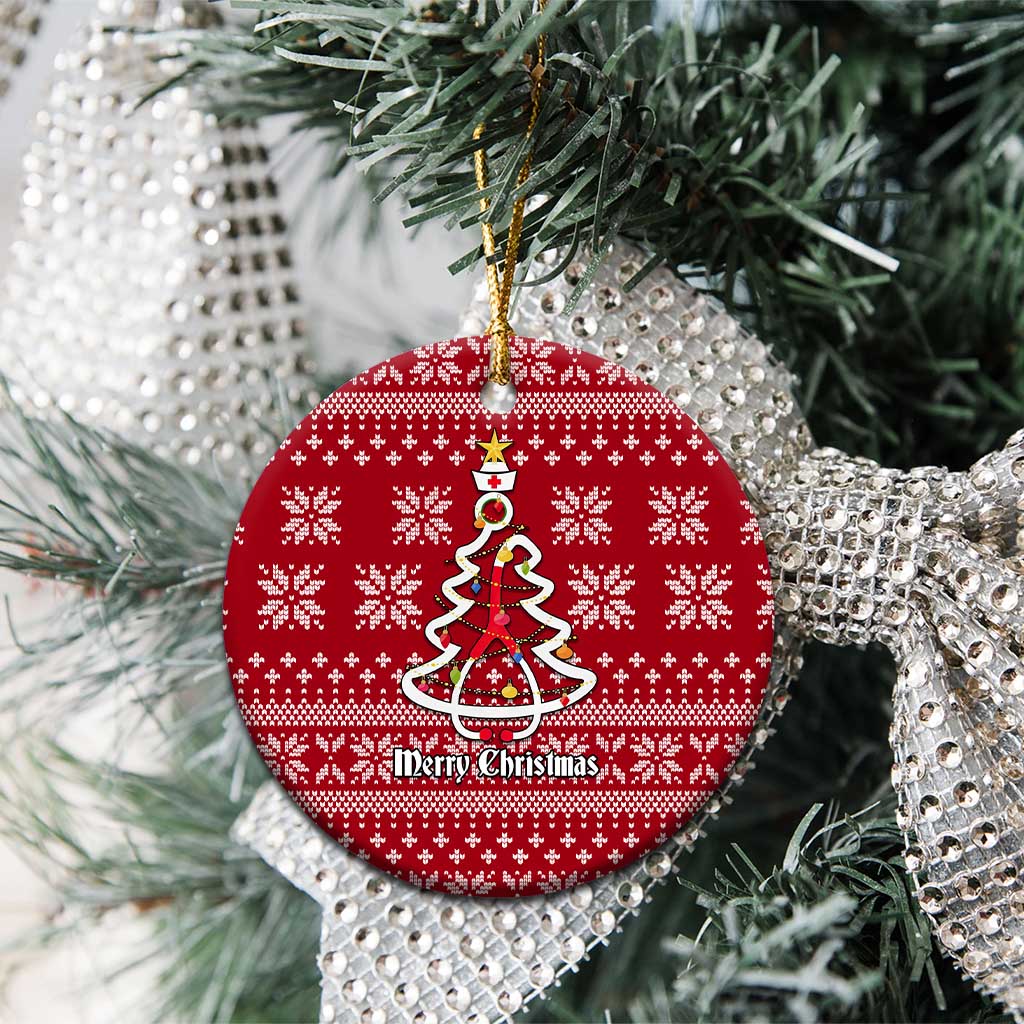 Nurse Merry Christmas Ceramic Ornament Xmas Holiday Patterns - Wonder Print Shop