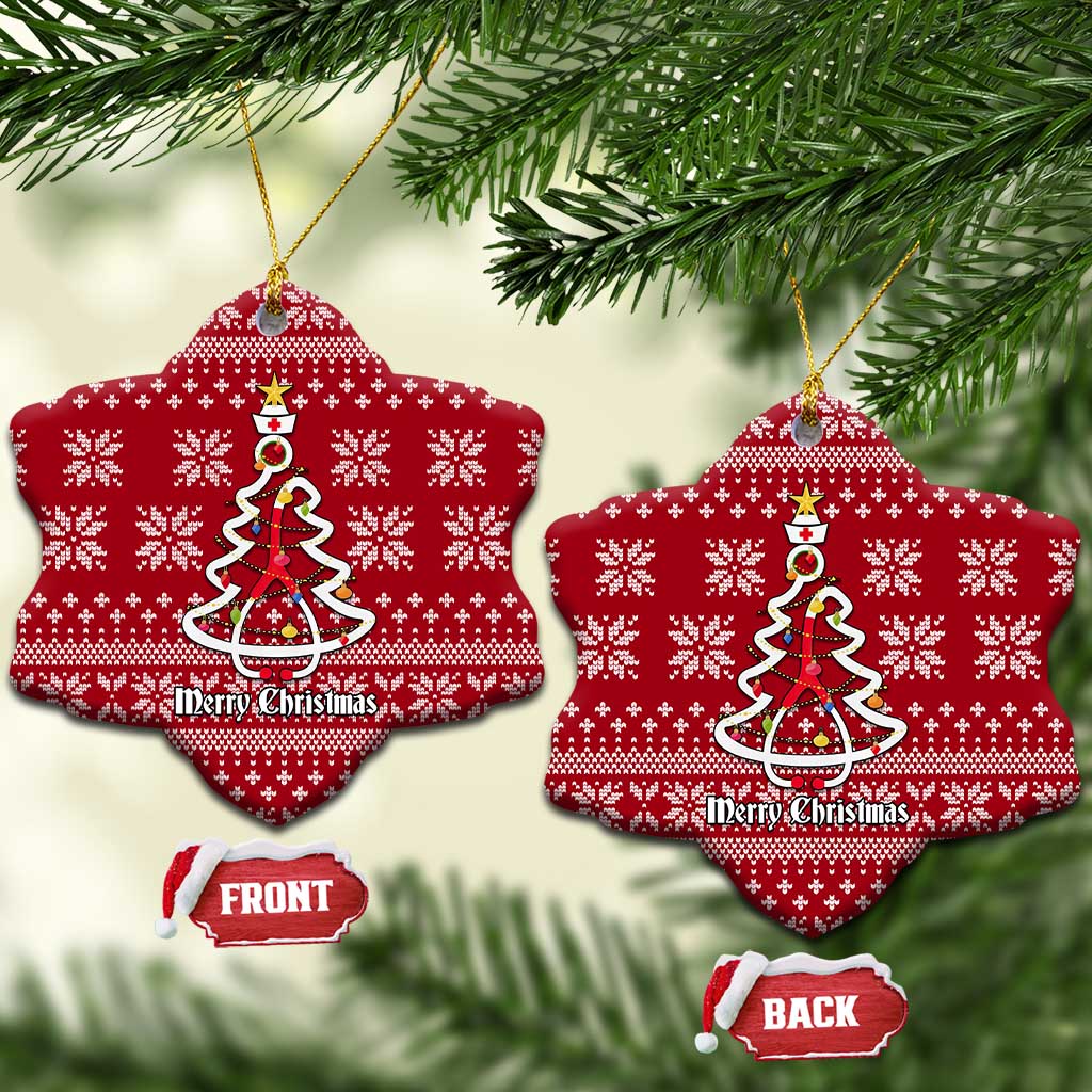 Nurse Merry Christmas Ceramic Ornament Xmas Holiday Patterns - Wonder Print Shop