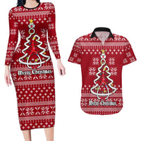 Nurse Merry Christmas Christmas Couples Matching Long Sleeve Bodycon Dress and Hawaiian Shirt Xmas Holiday Patterns - Wonder Print Shop