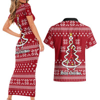 Nurse Merry Christmas Christmas Couples Matching Short Sleeve Bodycon Dress and Hawaiian Shirt Xmas Holiday Patterns - Wonder Print Shop