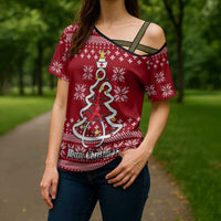 Nurse Merry Christmas Christmas Cross Shoulder Shirt Xmas Holiday Patterns TS04