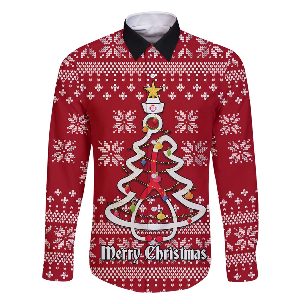 Nurse Merry Christmas Christmas Family Matching Long Sleeve Bodycon Dress and Hawaiian Shirt Xmas Holiday Patterns - Wonder Print Shop