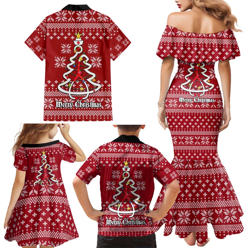 Nurse Merry Christmas Christmas Family Matching Mermaid Dress and Hawaiian Shirt Xmas Holiday Patterns - Wonder Print Shop