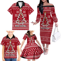 Nurse Merry Christmas Christmas Family Matching Off The Shoulder Long Sleeve Dress and Hawaiian Shirt Xmas Holiday Patterns - Wonder Print Shop