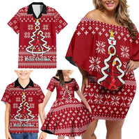 Nurse Merry Christmas Christmas Family Matching Off Shoulder Short Dress and Hawaiian Shirt Xmas Holiday Patterns - Wonder Print Shop