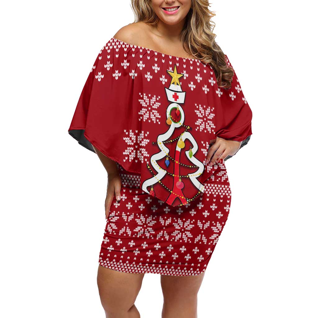 Nurse Merry Christmas Christmas Family Matching Off Shoulder Short Dress and Hawaiian Shirt Xmas Holiday Patterns - Wonder Print Shop