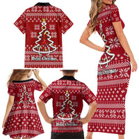 Nurse Merry Christmas Christmas Family Matching Short Sleeve Bodycon Dress and Hawaiian Shirt Xmas Holiday Patterns - Wonder Print Shop