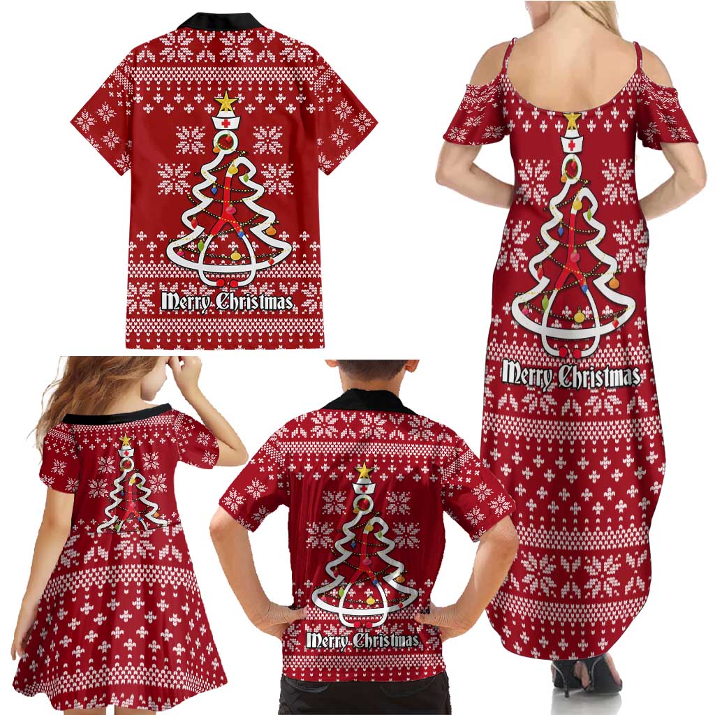 Nurse Merry Christmas Christmas Family Matching Summer Maxi Dress and Hawaiian Shirt Xmas Holiday Patterns - Wonder Print Shop