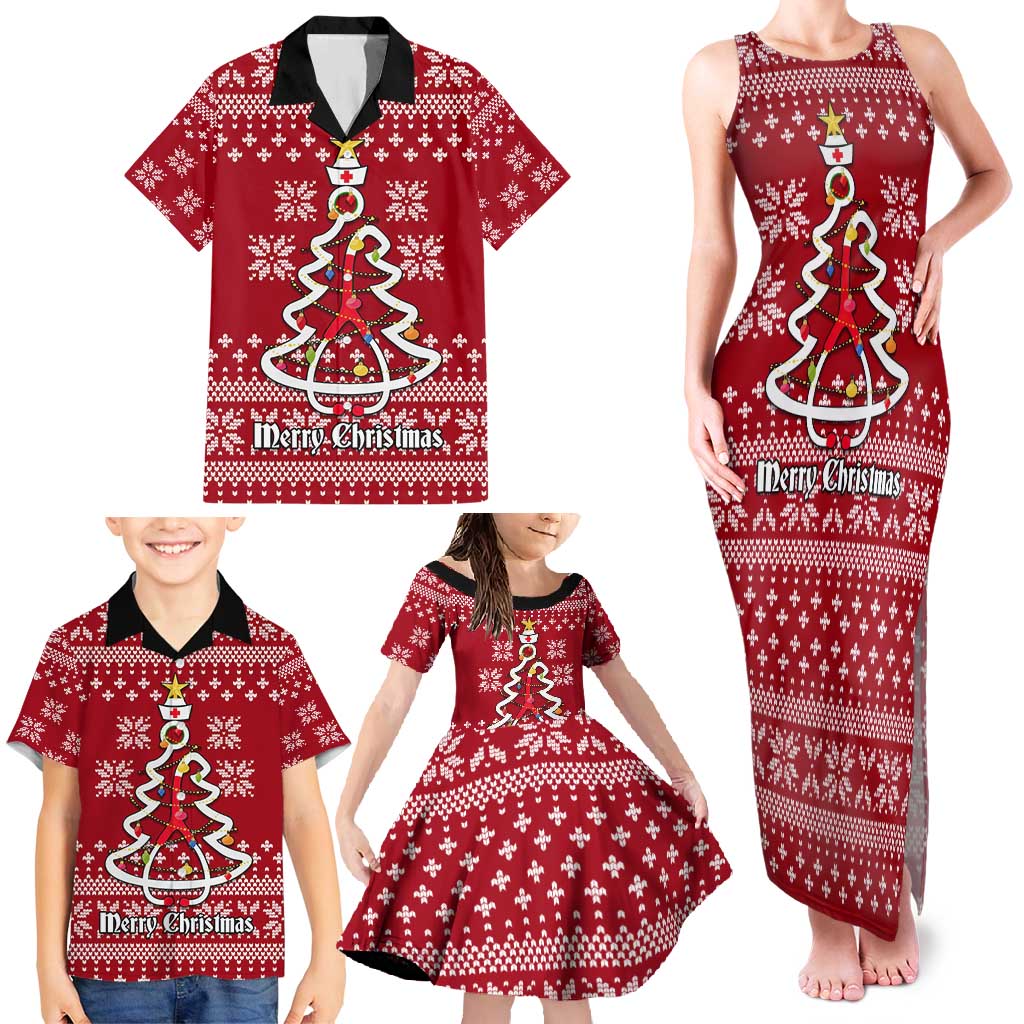 Nurse Merry Christmas Christmas Family Matching Tank Maxi Dress and Hawaiian Shirt Xmas Holiday Patterns - Wonder Print Shop
