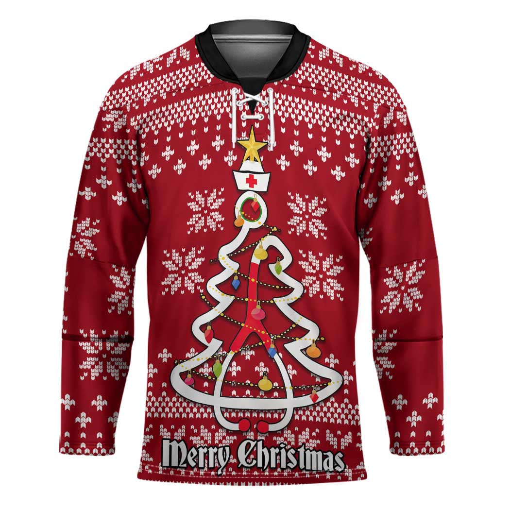 Nurse Merry Christmas Christmas Hockey Jersey Xmas Holiday Patterns - Wonder Print Shop