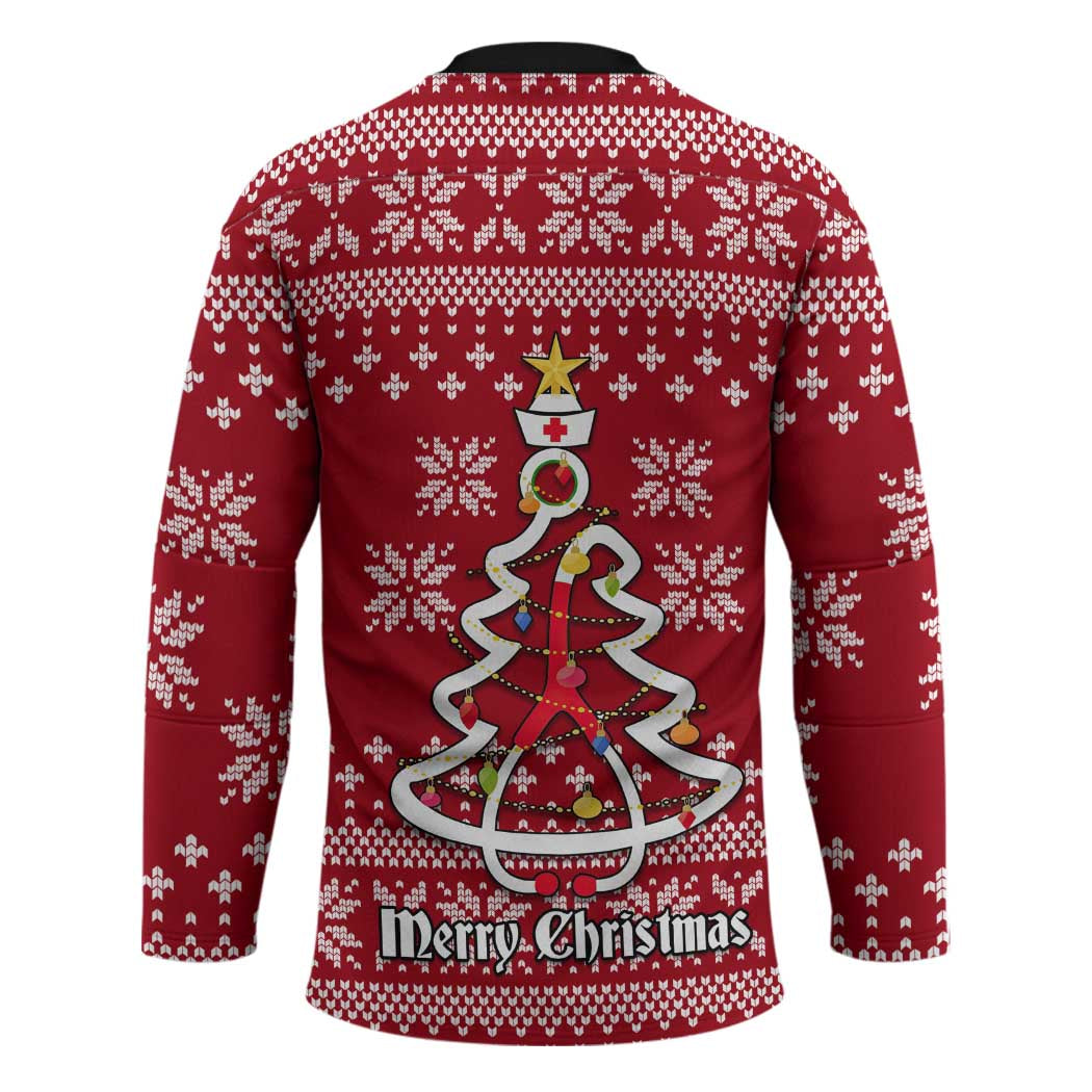 Nurse Merry Christmas Christmas Hockey Jersey Xmas Holiday Patterns - Wonder Print Shop