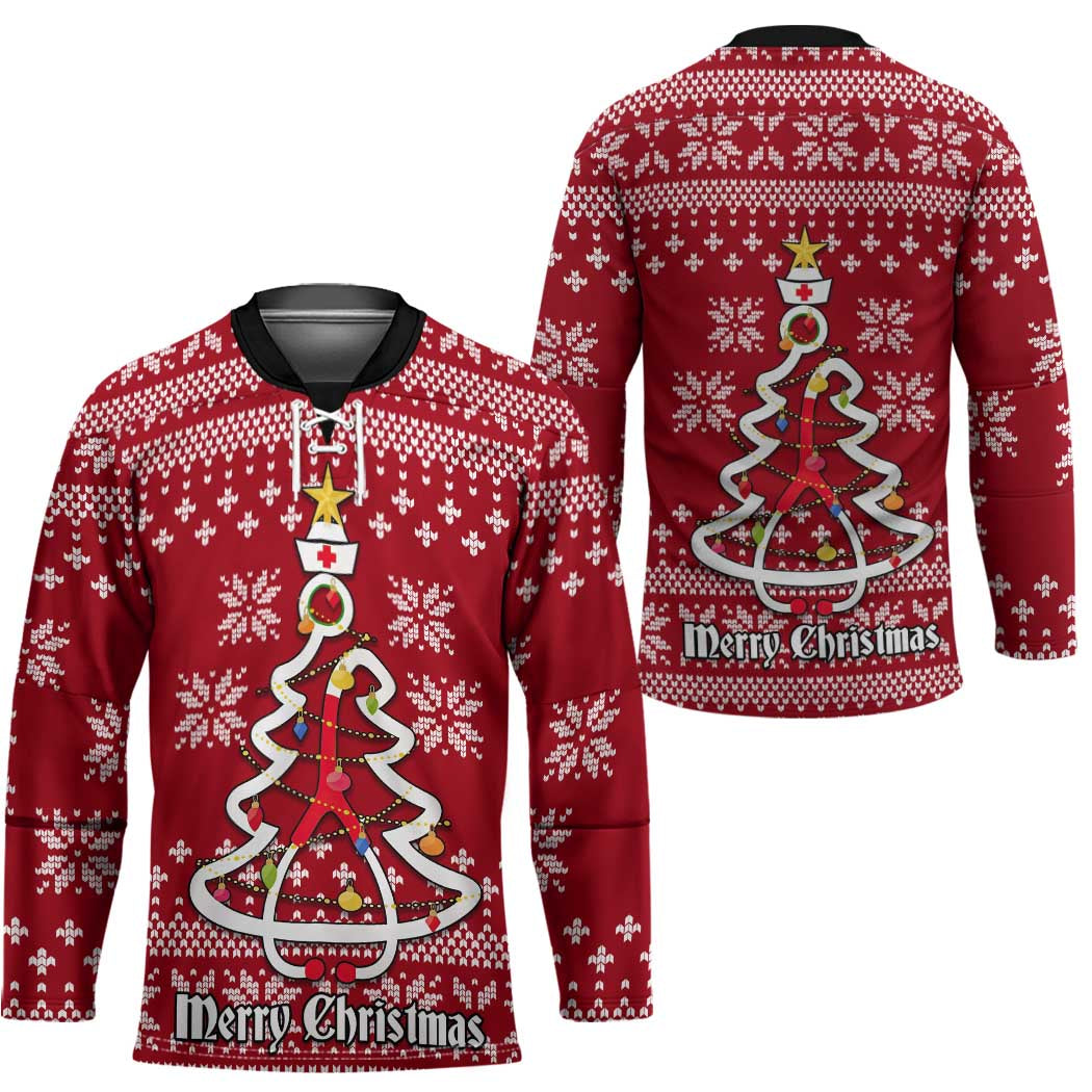 Nurse Merry Christmas Christmas Hockey Jersey Xmas Holiday Patterns - Wonder Print Shop