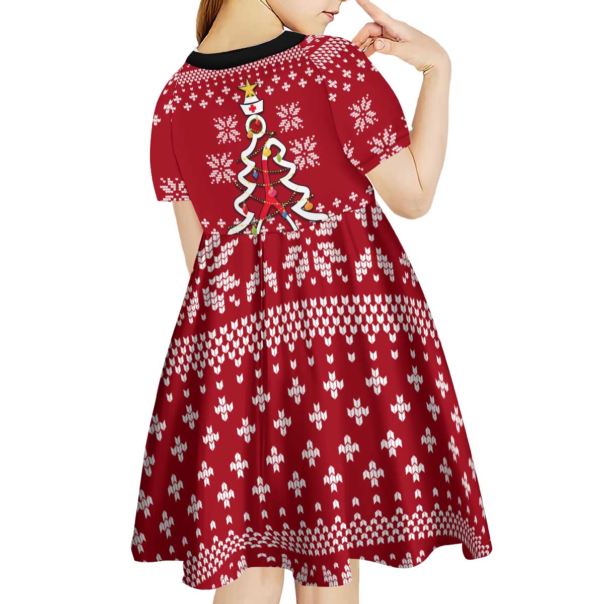 Nurse Merry Christmas Christmas Kid Short Sleeve Dress Xmas Holiday Patterns - Wonder Print Shop