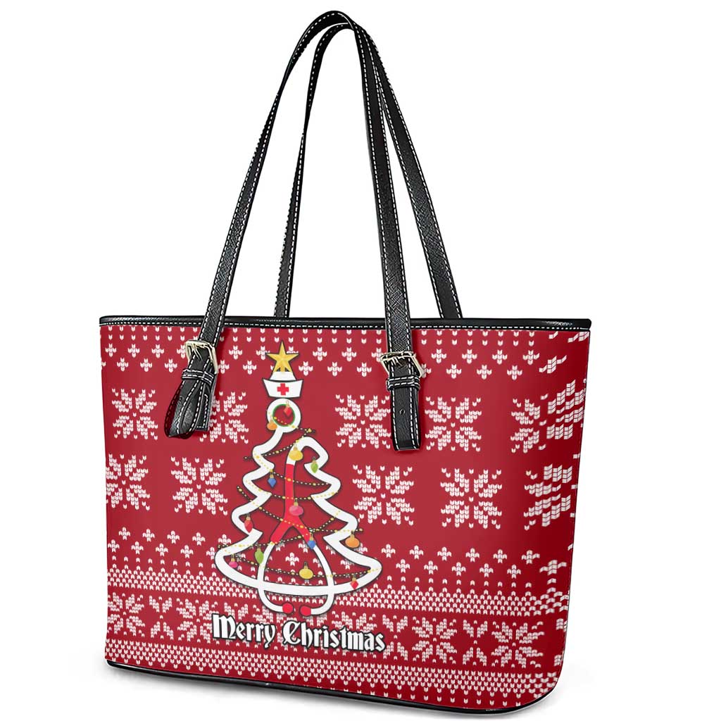 Nurse Merry Christmas Christmas Leather Tote Bag Xmas Holiday Patterns - Wonder Print Shop