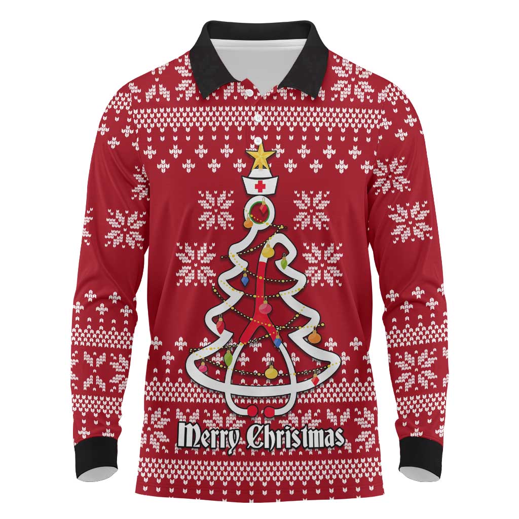 Nurse Merry Christmas Christmas Long Sleeve Polo Shirt Xmas Holiday Patterns - Wonder Print Shop