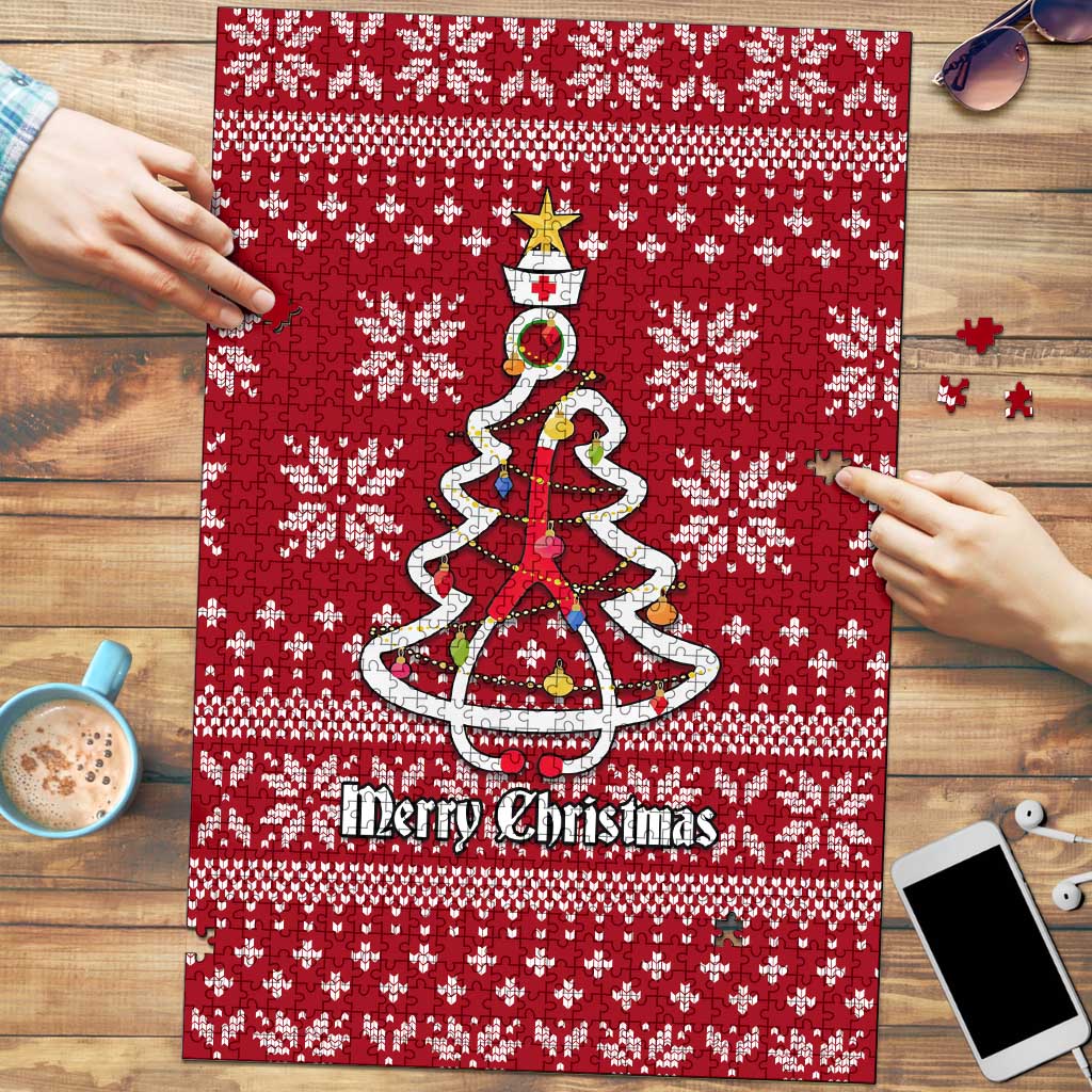 Nurse Merry Christmas Christmas Puzzle Xmas Holiday Patterns - Wonder Print Shop