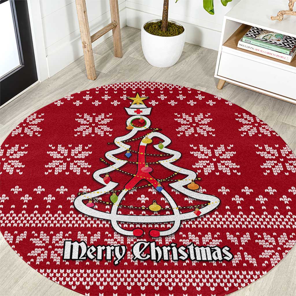 Nurse Merry Christmas Christmas Round Carpet Xmas Holiday Patterns - Wonder Print Shop