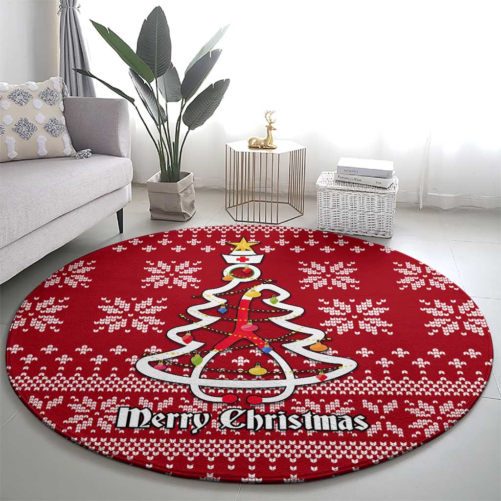 Nurse Merry Christmas Christmas Round Carpet Xmas Holiday Patterns - Wonder Print Shop