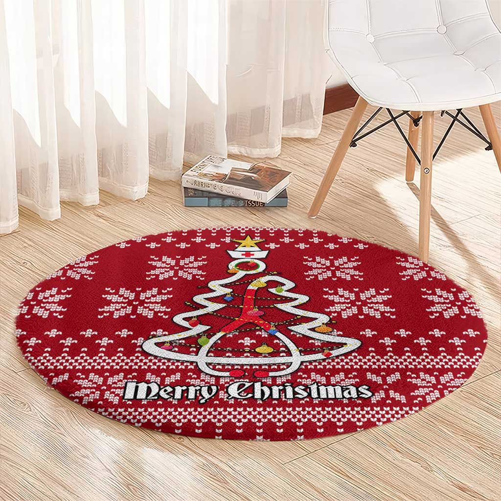 Nurse Merry Christmas Christmas Round Carpet Xmas Holiday Patterns - Wonder Print Shop