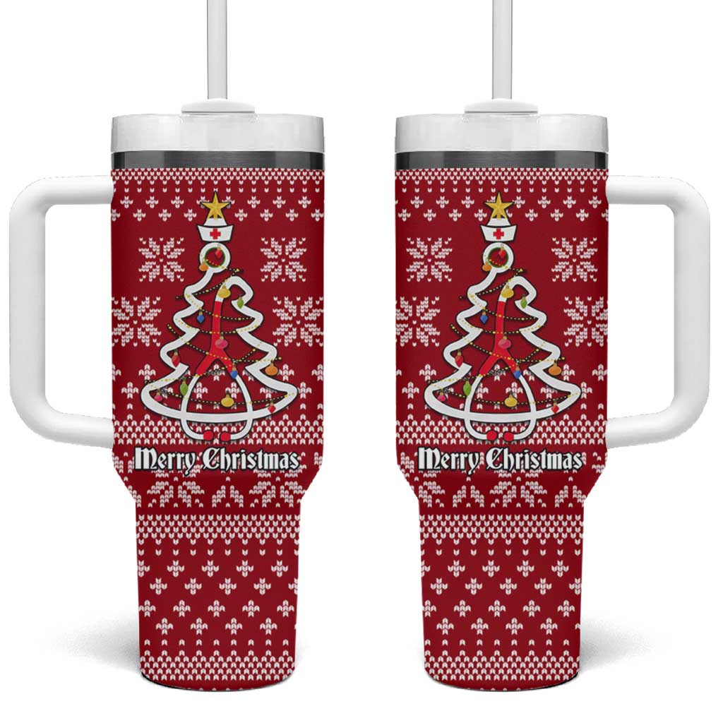 Nurse Merry Christmas Christmas Tumbler With Handle Xmas Holiday Patterns - Wonder Print Shop