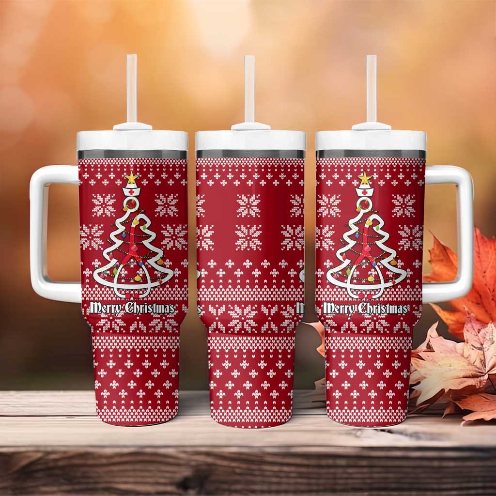Nurse Merry Christmas Christmas Tumbler With Handle Xmas Holiday Patterns - Wonder Print Shop