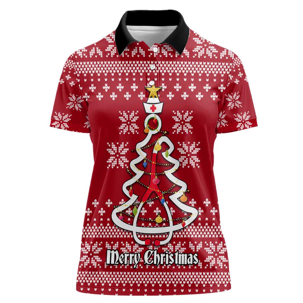 Nurse Merry Christmas Christmas Women Polo Shirt Xmas Holiday Patterns - Wonder Print Shop