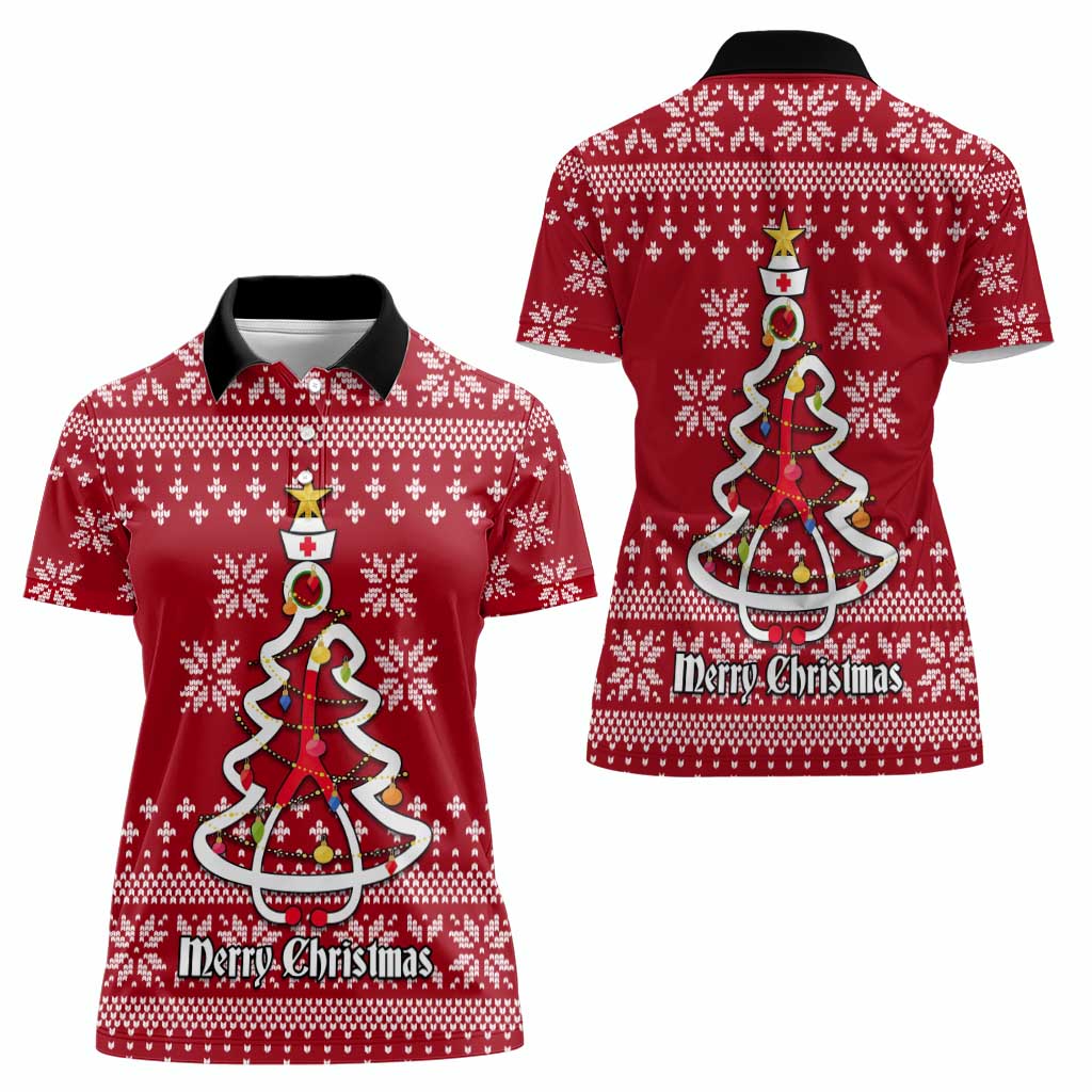 Nurse Merry Christmas Christmas Women Polo Shirt Xmas Holiday Patterns - Wonder Print Shop