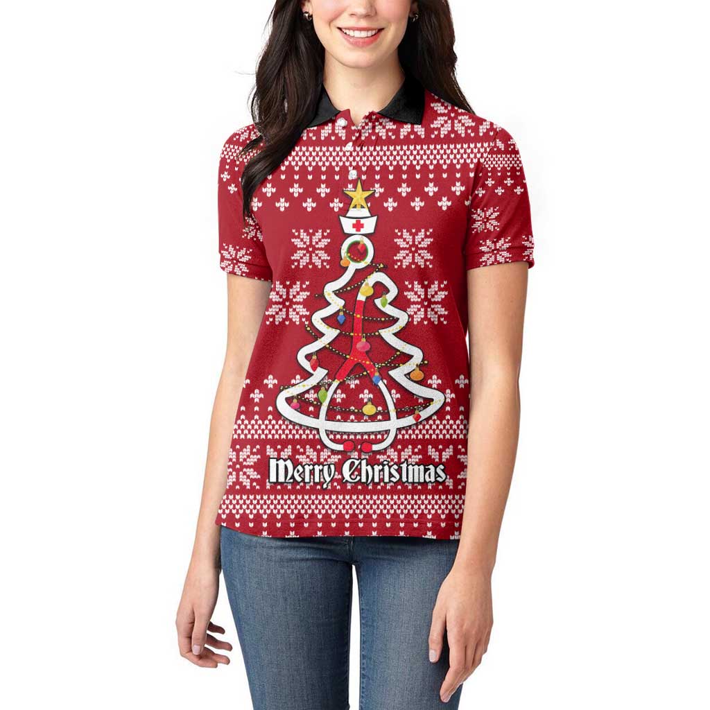 Nurse Merry Christmas Christmas Women Polo Shirt Xmas Holiday Patterns - Wonder Print Shop