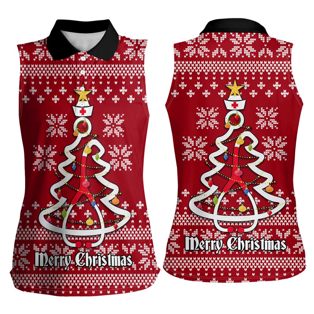 Nurse Merry Christmas Christmas Women Sleeveless Polo Shirt Xmas Holiday Patterns - Wonder Print Shop