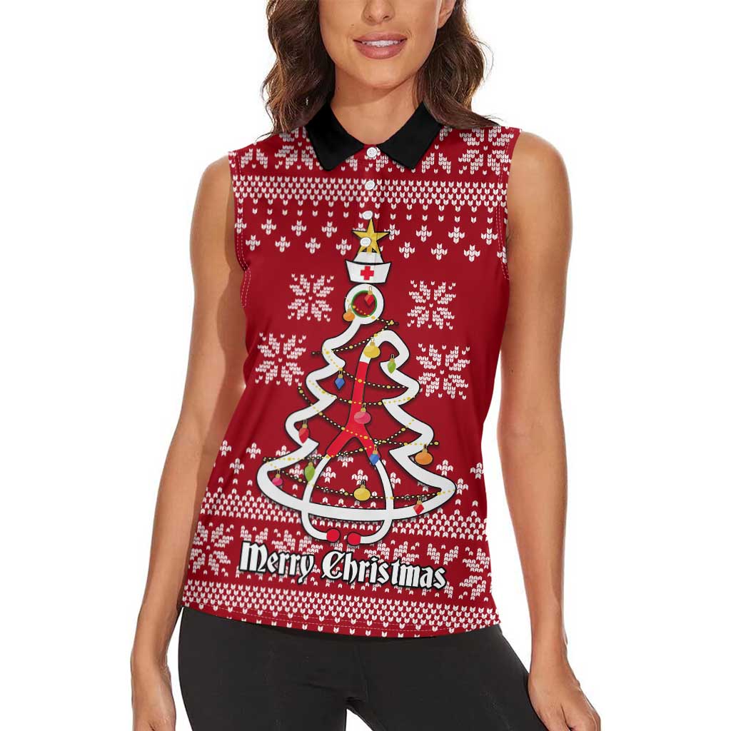 Nurse Merry Christmas Christmas Women Sleeveless Polo Shirt Xmas Holiday Patterns - Wonder Print Shop