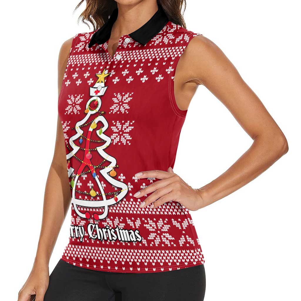Nurse Merry Christmas Christmas Women Sleeveless Polo Shirt Xmas Holiday Patterns - Wonder Print Shop