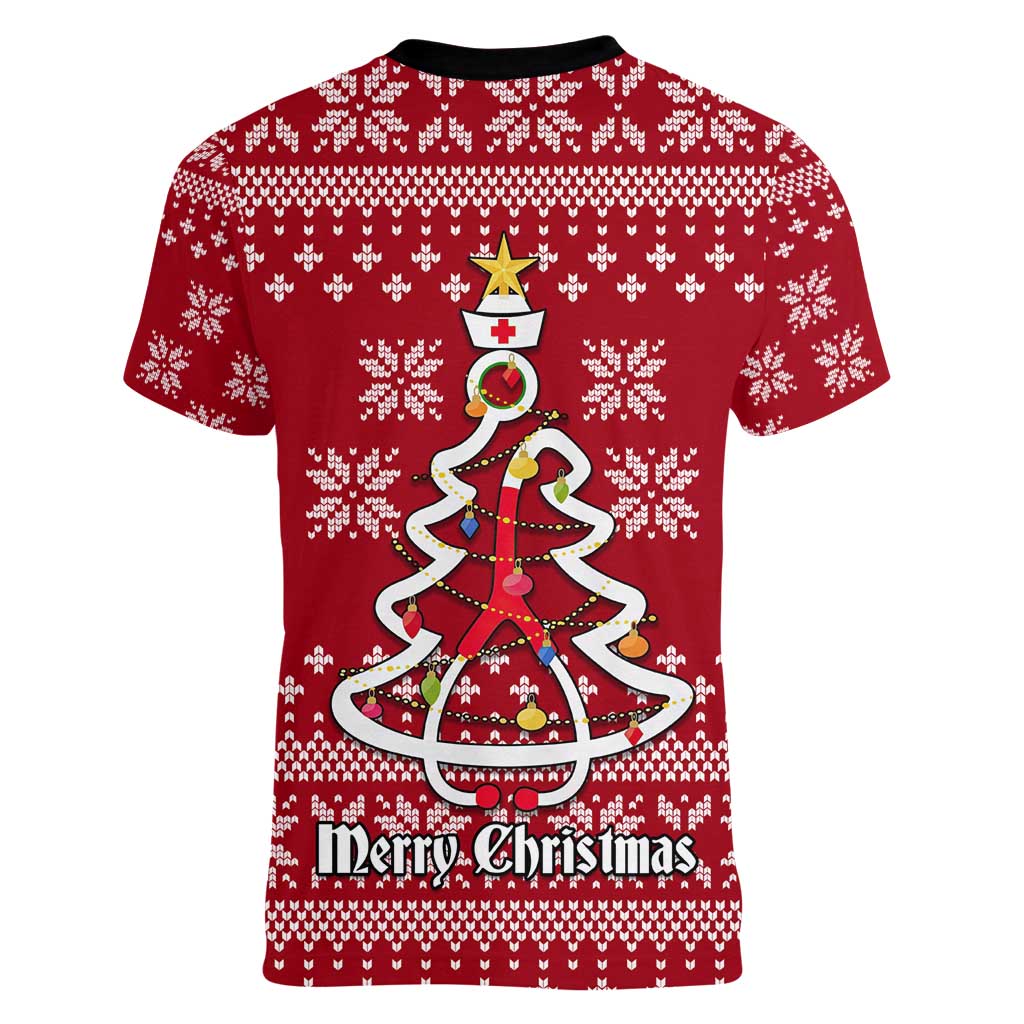 Nurse Merry Christmas Christmas Women V-Neck T-Shirt Xmas Holiday Patterns - Wonder Print Shop