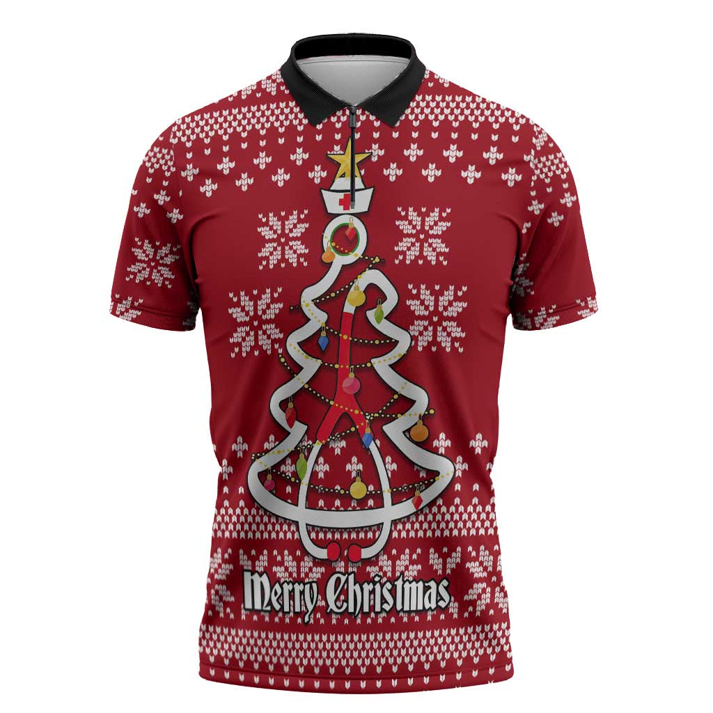 Nurse Merry Christmas Christmas Zipper Polo Shirt Xmas Holiday Patterns - Wonder Print Shop