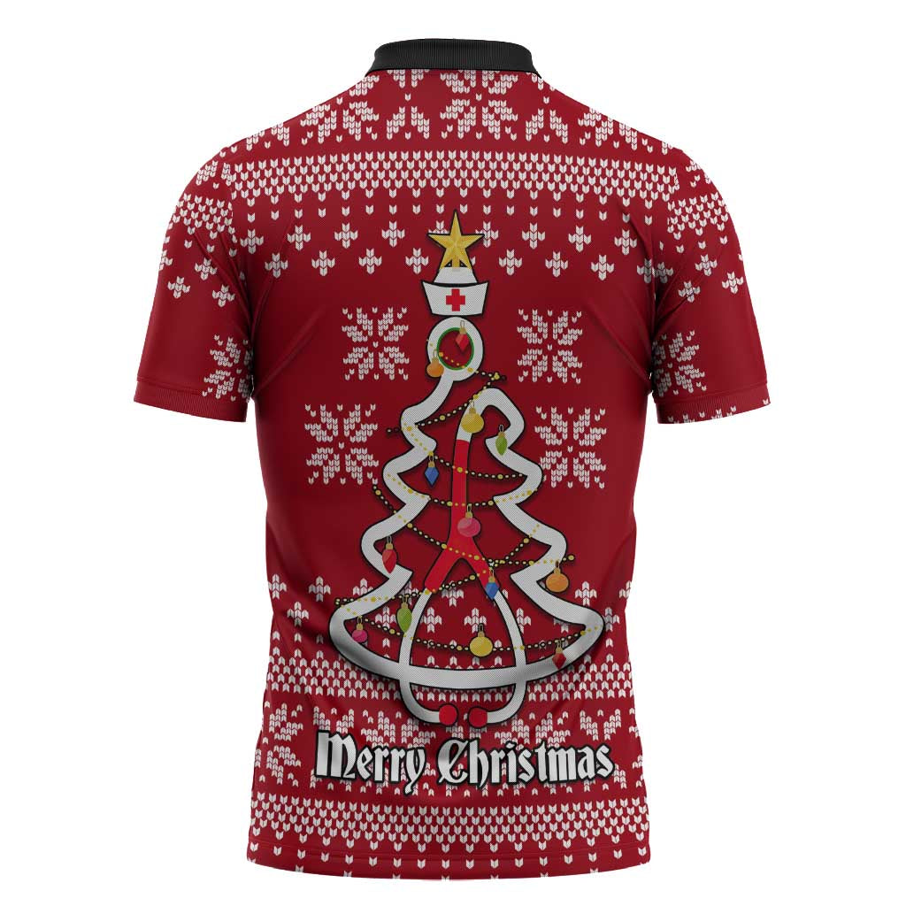 Nurse Merry Christmas Christmas Zipper Polo Shirt Xmas Holiday Patterns - Wonder Print Shop