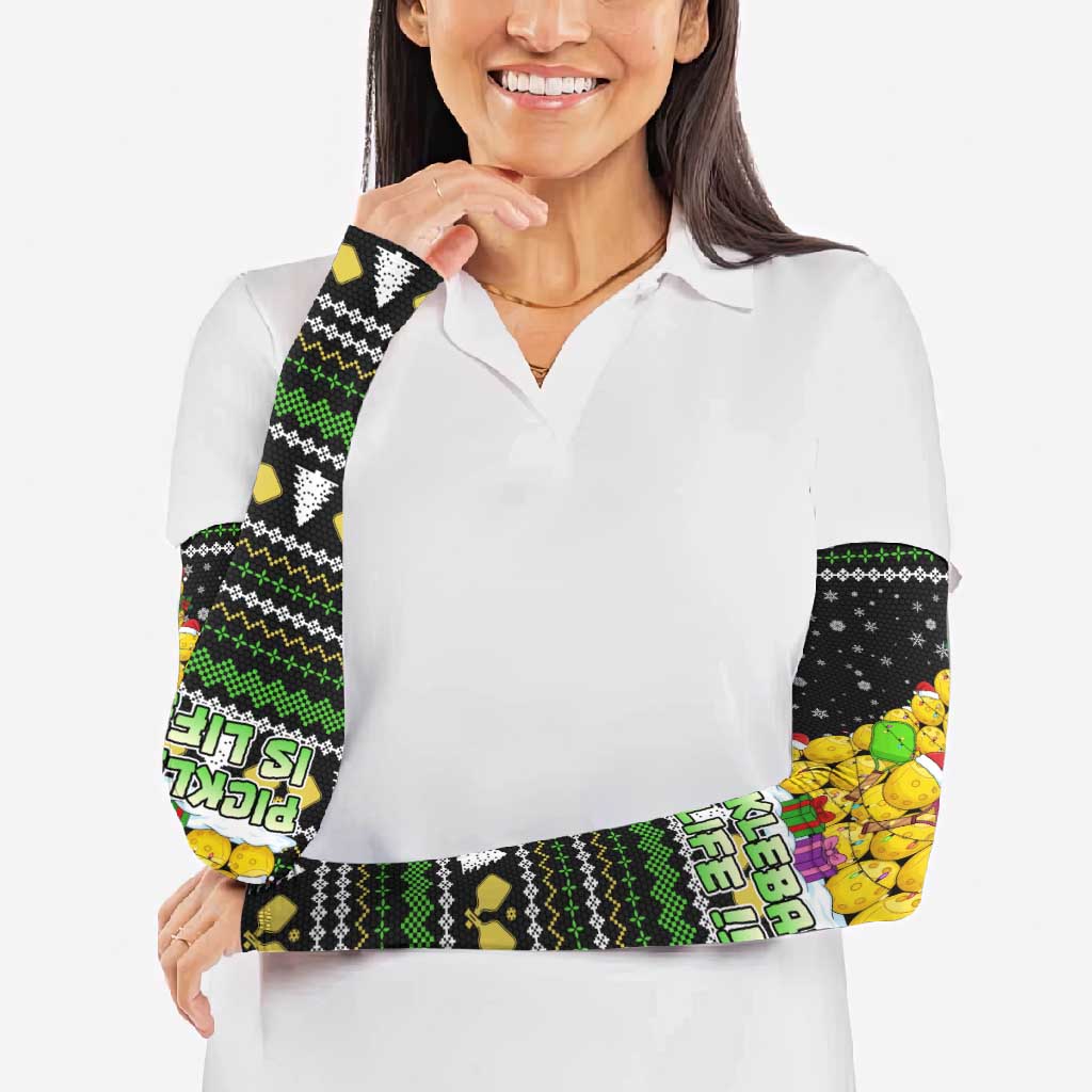 PickleBall Is Life Christmas Arm Sleeves Xmas Holiday Patterns - Wonder Print Shop