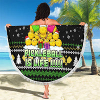 PickleBall Is Life Christmas Beach Blanket Xmas Holiday Patterns - Wonder Print Shop
