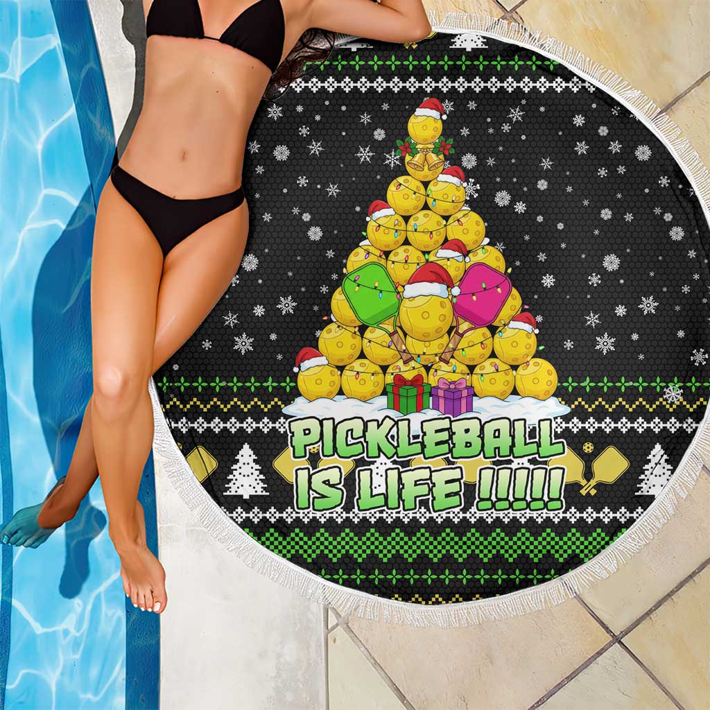 PickleBall Is Life Christmas Beach Blanket Xmas Holiday Patterns - Wonder Print Shop