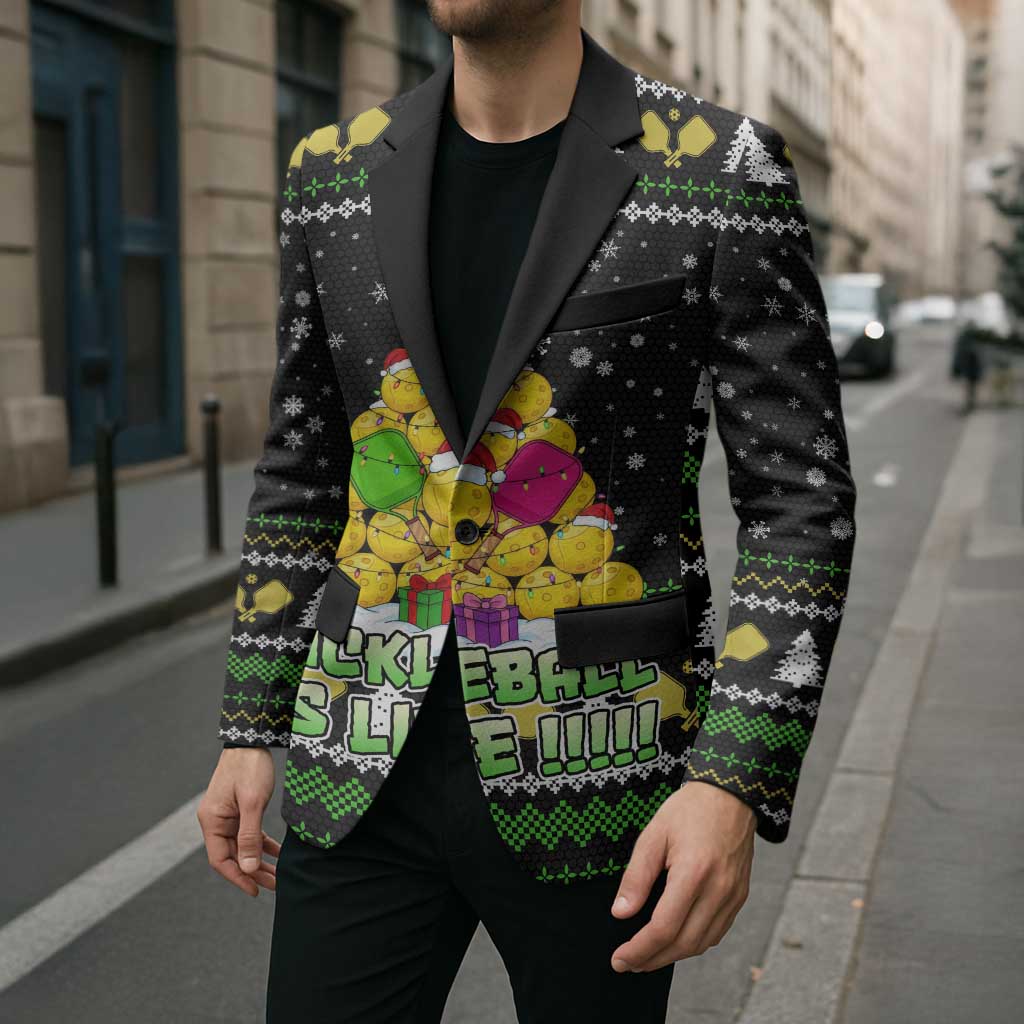 PickleBall Is Life Christmas Blazer Xmas Holiday Patterns - Wonder Print Shop
