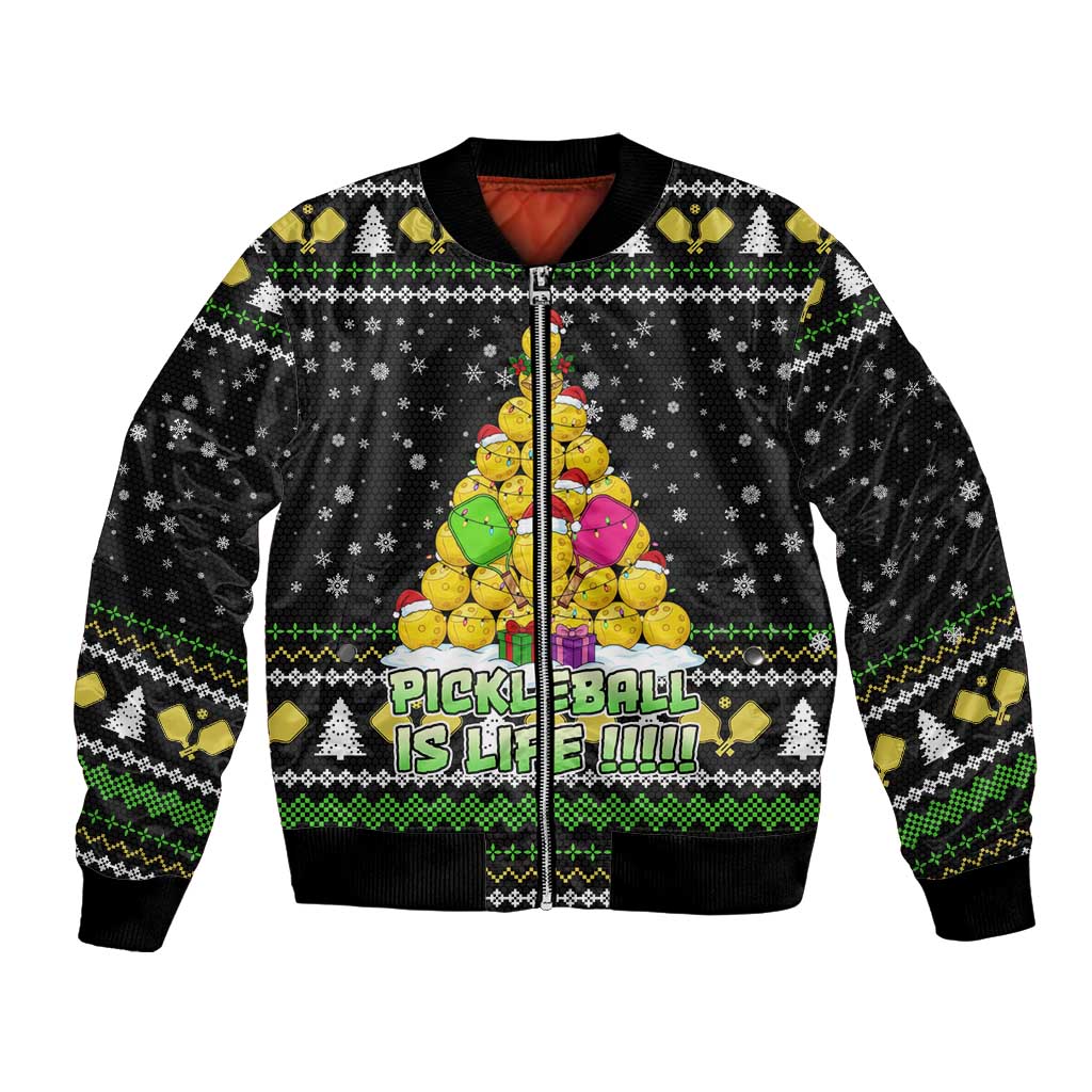 PickleBall Is Life Christmas Bomber Jacket Xmas Holiday Patterns - Wonder Print Shop