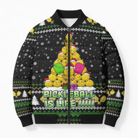 PickleBall Is Life Christmas Bomber Puffer Jacket Xmas Holiday Patterns - Wonder Print Shop