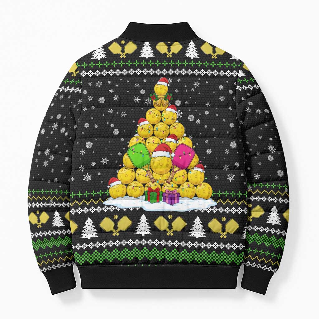 PickleBall Is Life Christmas Bomber Puffer Jacket Xmas Holiday Patterns - Wonder Print Shop