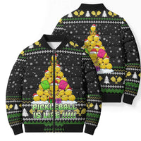 PickleBall Is Life Christmas Bomber Puffer Jacket Xmas Holiday Patterns - Wonder Print Shop