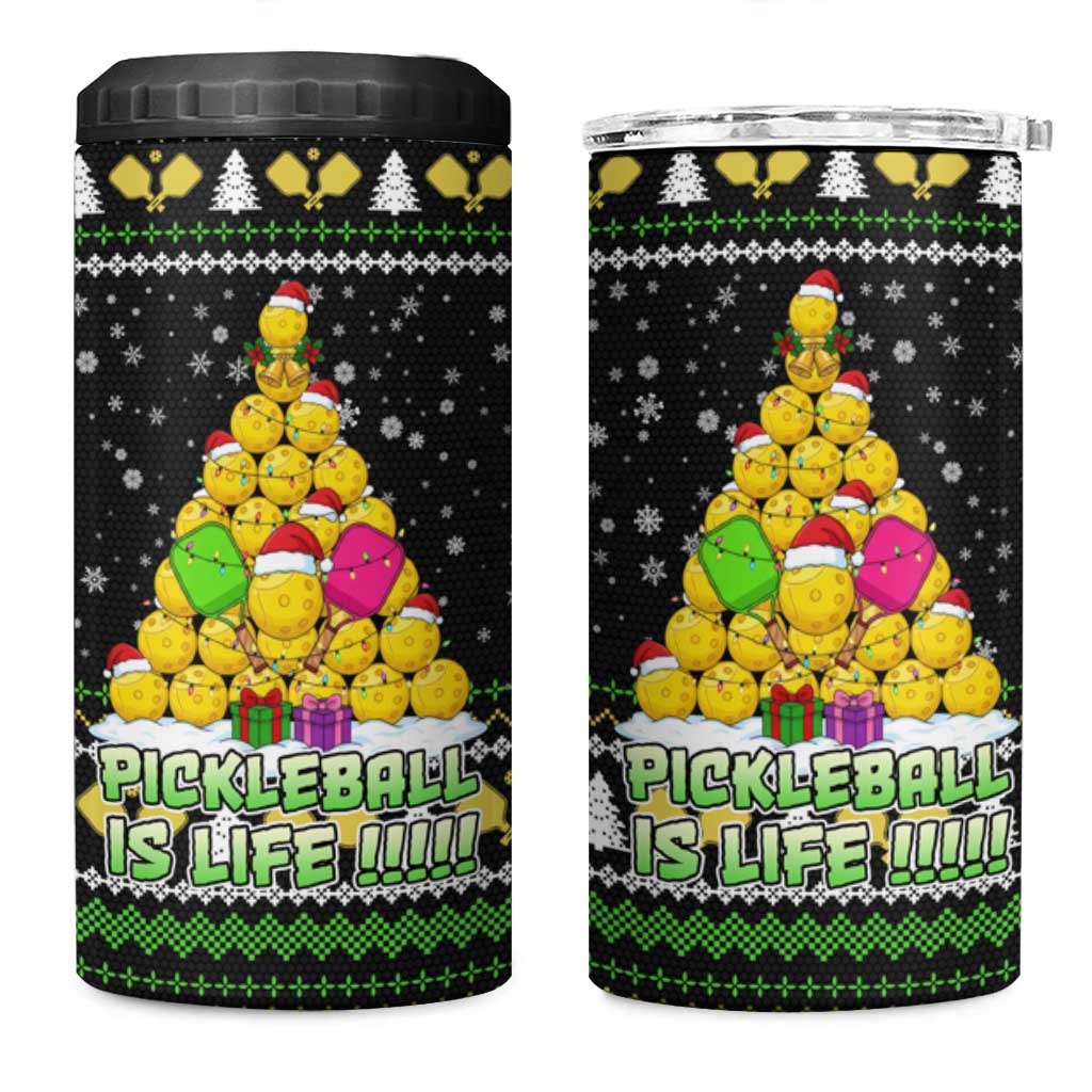 PickleBall Is Life Christmas 4 in 1 Can Cooler Tumbler Xmas Holiday Patterns - Wonder Print Shop